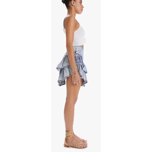 MOTHER The Ruffle Mini Skirt in Denim Size 28 $188 NEW [jb] - Picture 4 of 9